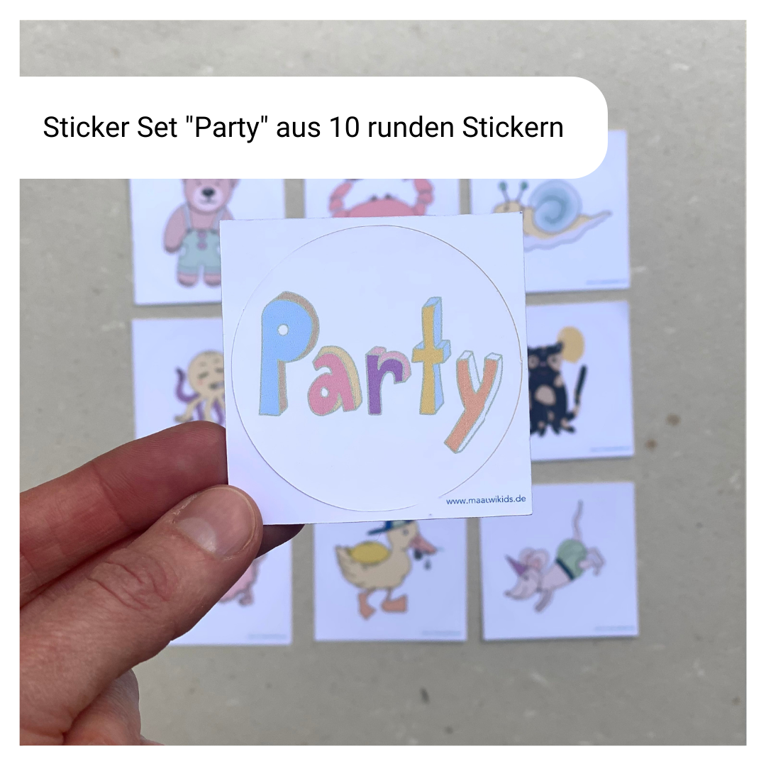 Rundsticker Set "Party" zur Einschulung