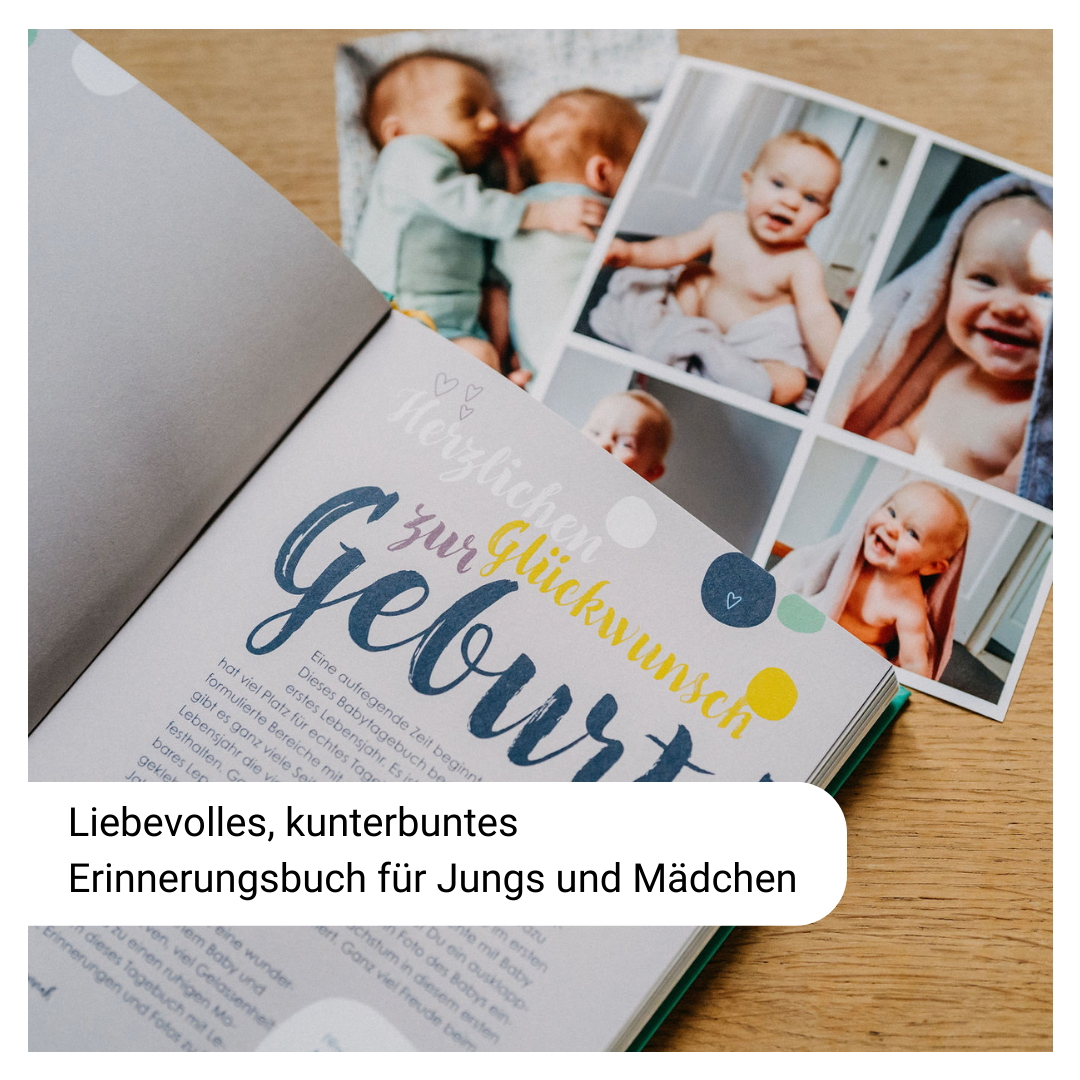 Babytagebuch | Erinnerungsbuch | Babyjournal | Babybuch | Babyalbum | Tagebuch Baby | Geschenkidee Geburt | Geschenk Babyshower | Geschenk Baby
