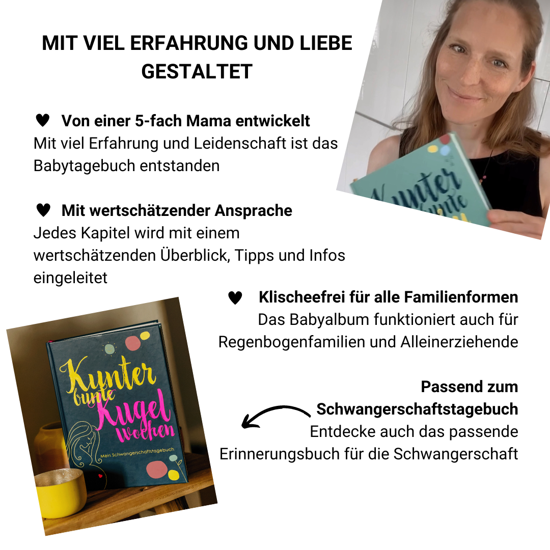 Babytagebuch | Erinnerungsbuch | Babyjournal | Babybuch | Babyalbum | Tagebuch Baby | Geschenkidee Geburt | Geschenk Babyshower | Geschenk Baby