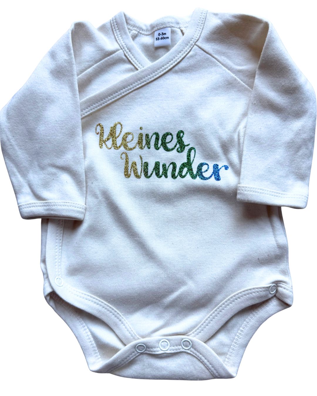 Baby Body mit Glitzerprint Langarmbody Bio Baumwolle Wickelbody