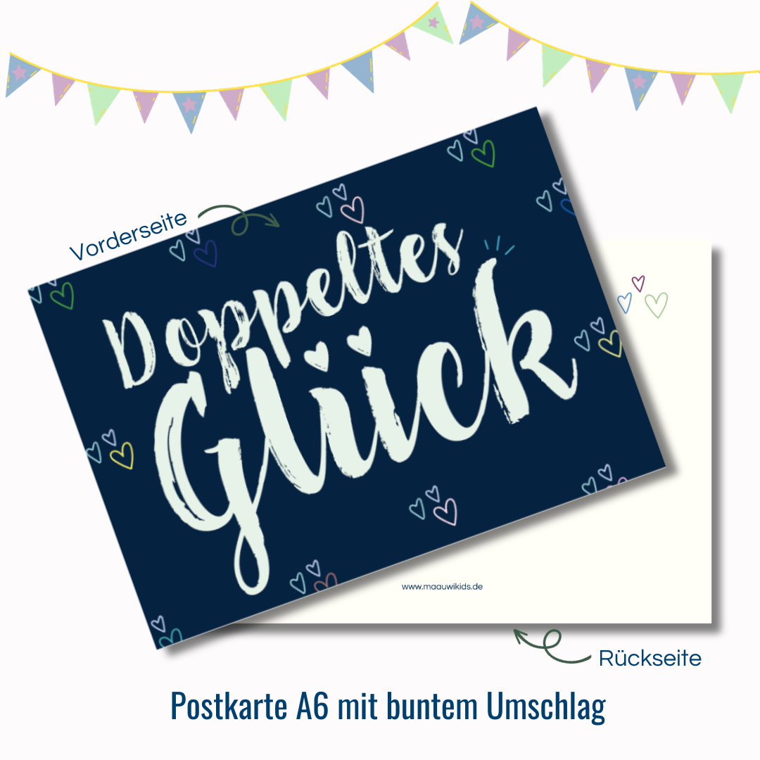 Karte zur Geburt - "Doppeltes Glück"