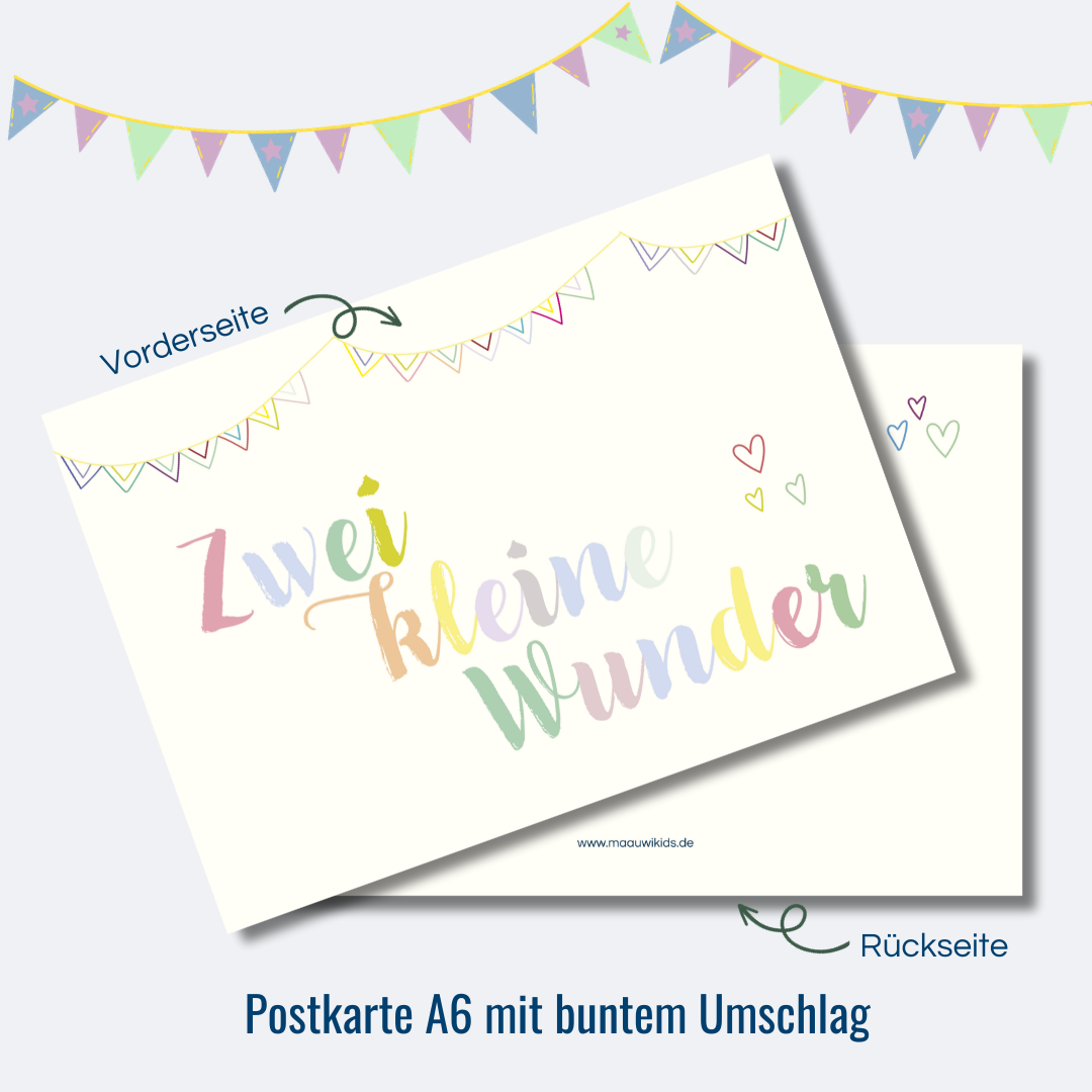 Karte zur Geburt von Zwillingen - "Zwei kleine Wunder"