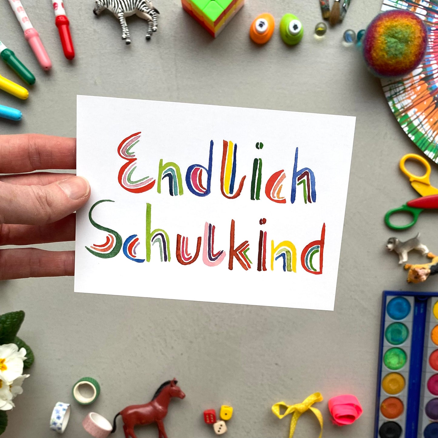 Karte zur Einschulung "Handlettering"