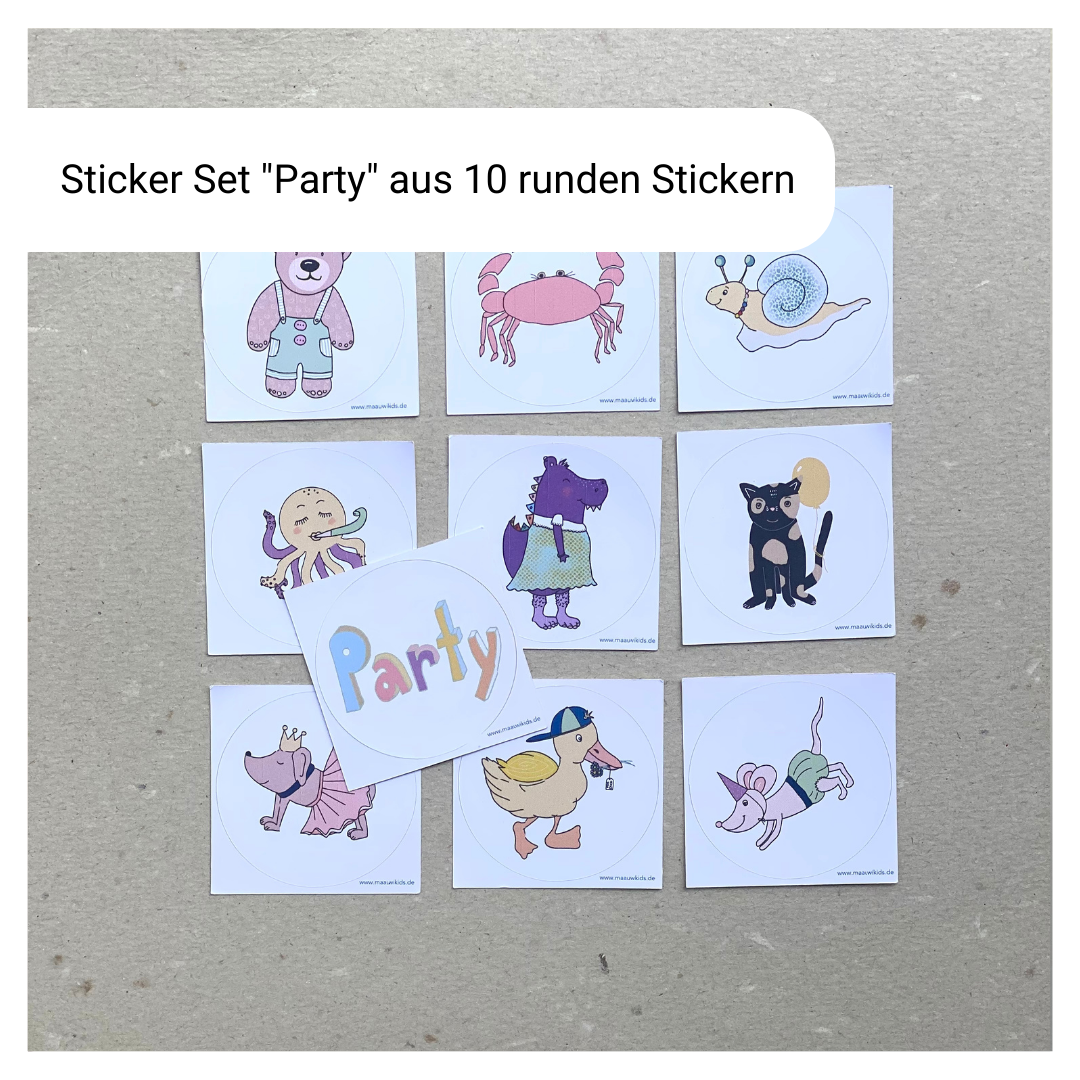 Rundsticker Set "Party" zur Einschulung