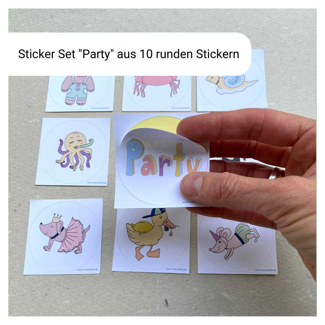 Rundsticker Set "Party" zur Einschulung