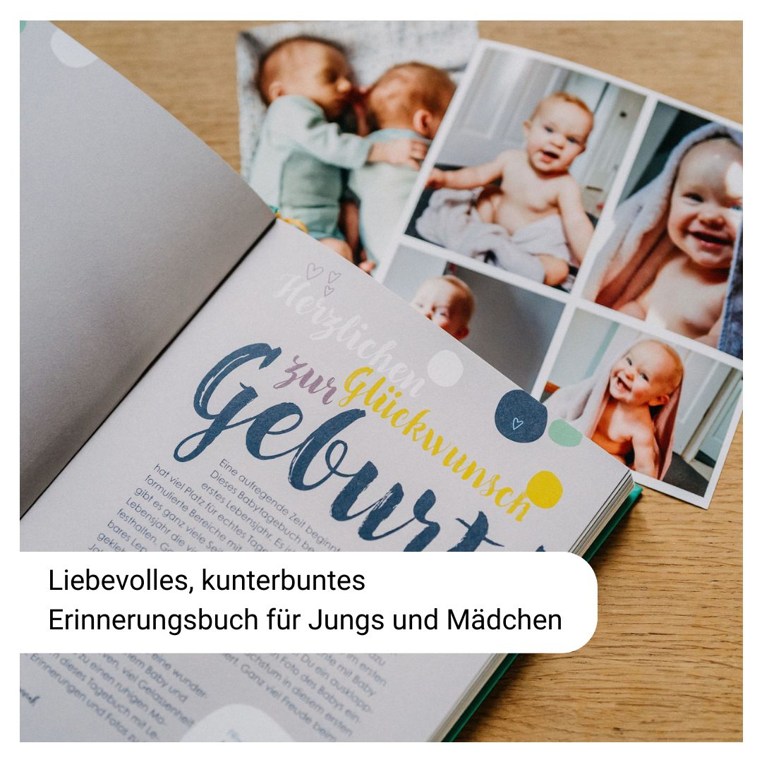 Babytagebuch | Erinnerungsbuch | Babyjournal | Babybuch | Babyalbum | Tagebuch Baby | Geschenkidee Geburt | Geschenk Babyshower | Geschenk Baby 