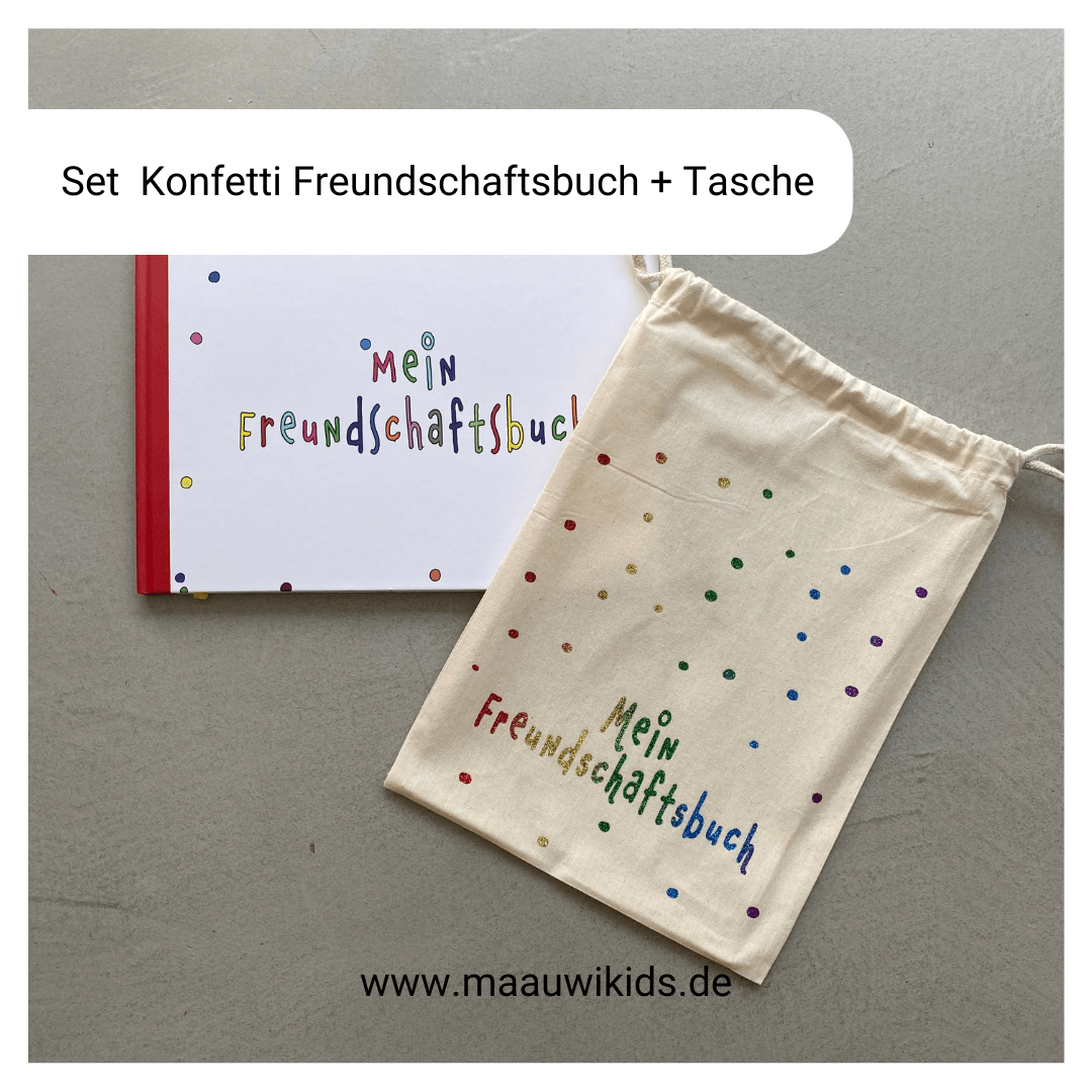 Set Freundschaftsbuch + Tasche "Konfetti"