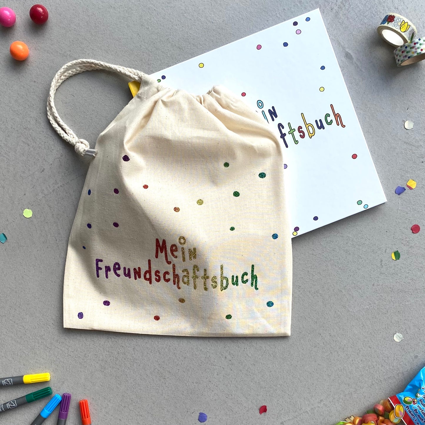 Set Freundschaftsbuch & Tasche "Pünktchen"