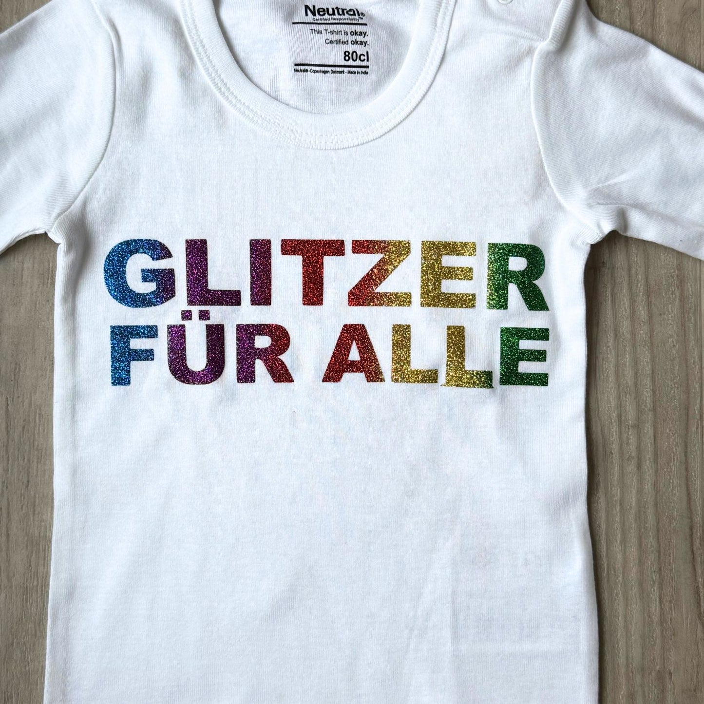 Longsleeve Shirt weiß mit Glitzer-Aufdruck