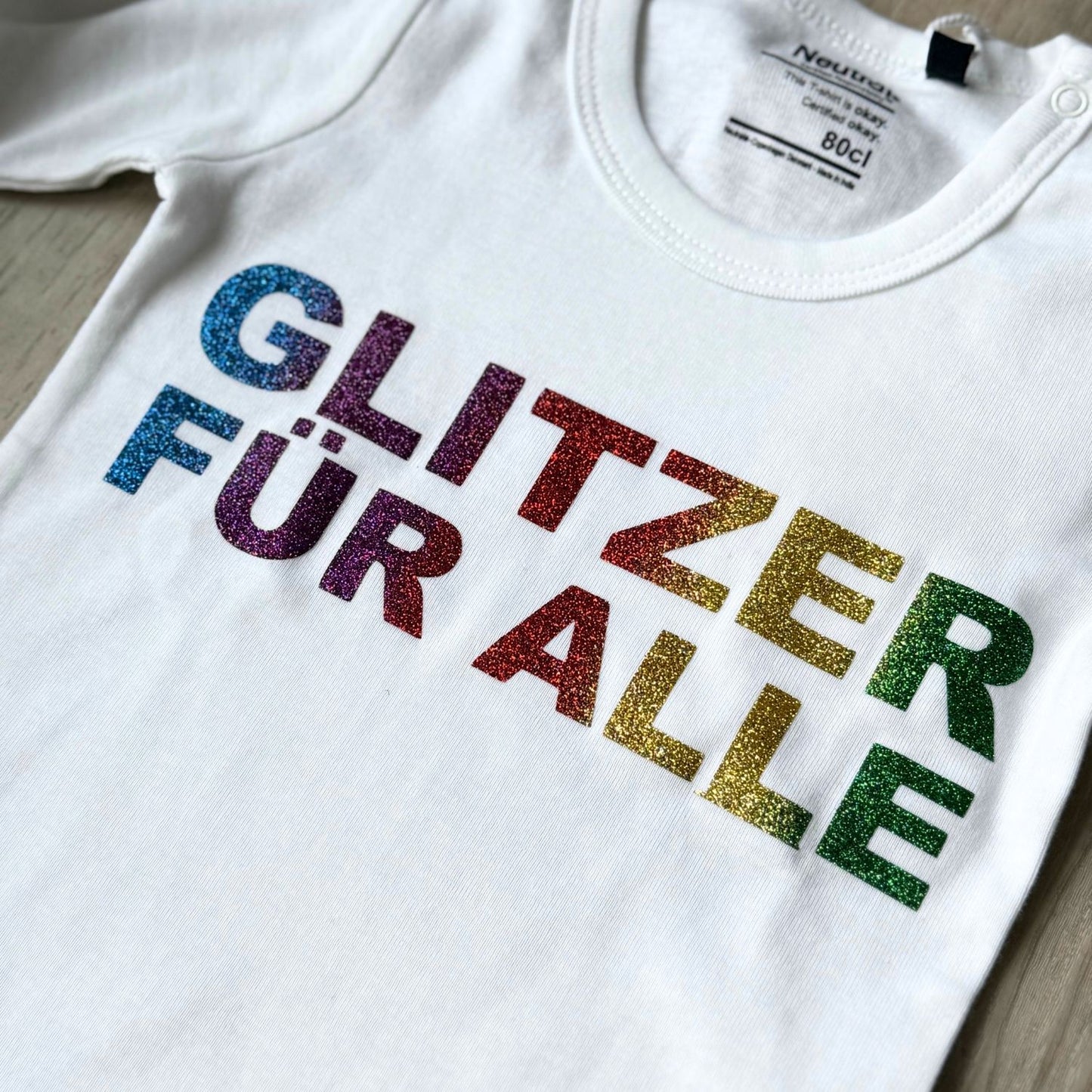 Longsleeve Shirt weiß mit Glitzer-Aufdruck