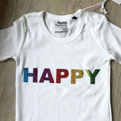 Longsleeve Shirt weiß mit Glitzer-Aufdruck