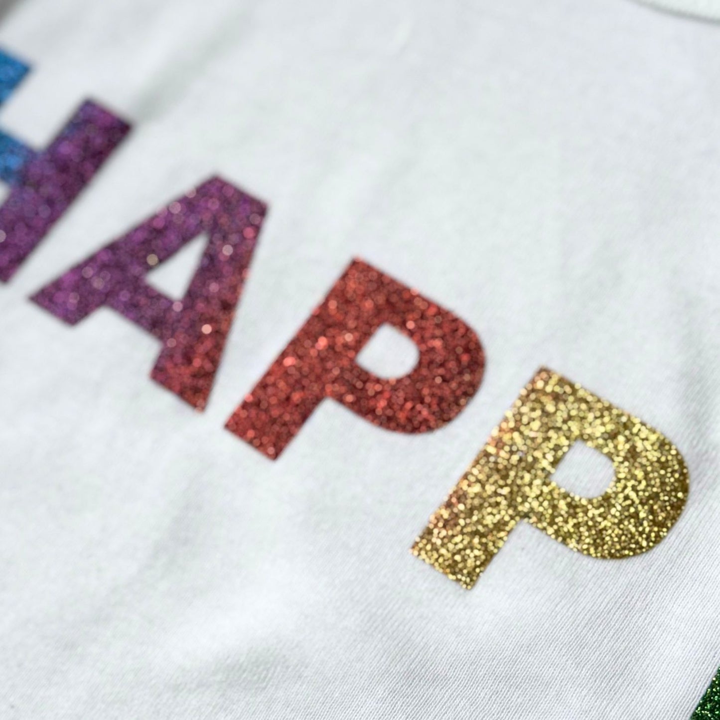 Longsleeve Shirt weiß mit Glitzer-Aufdruck