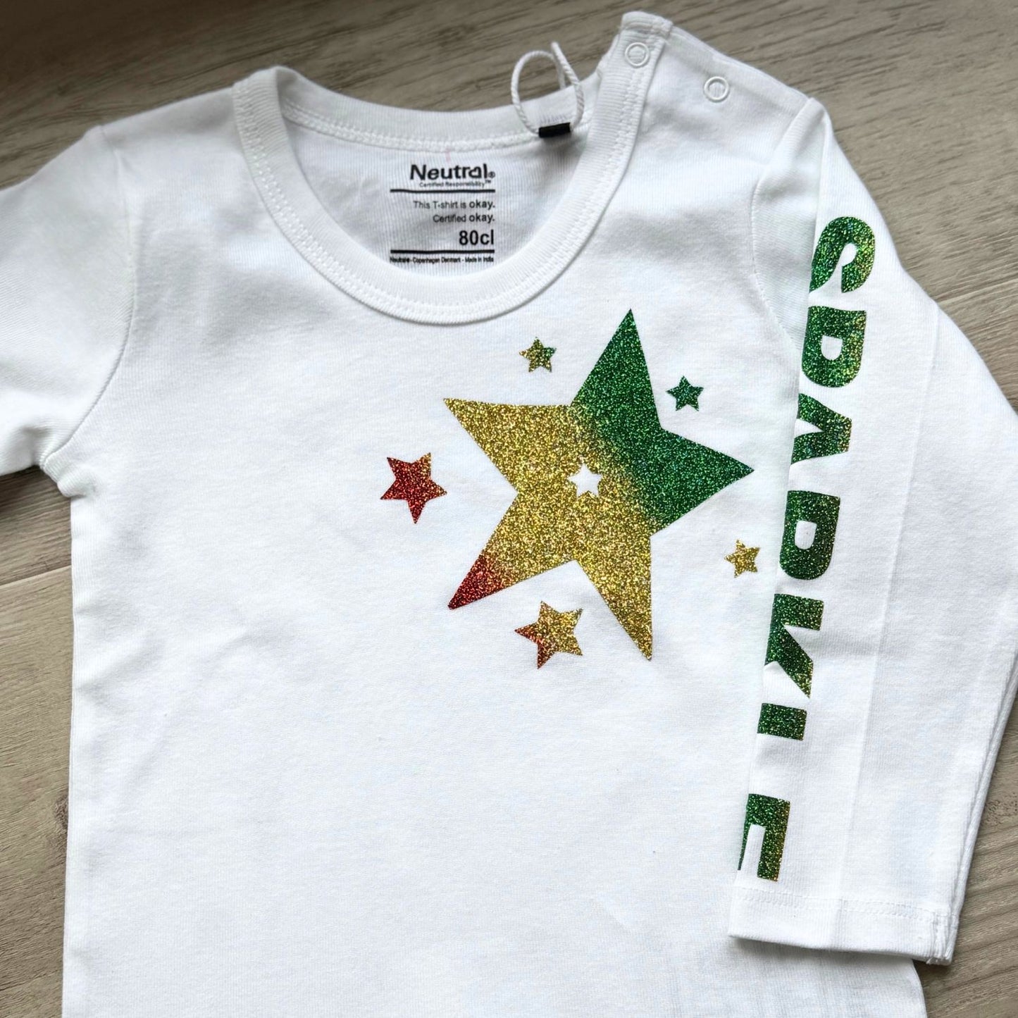 Longsleeve Shirt weiß mit Glitzer-Aufdruck