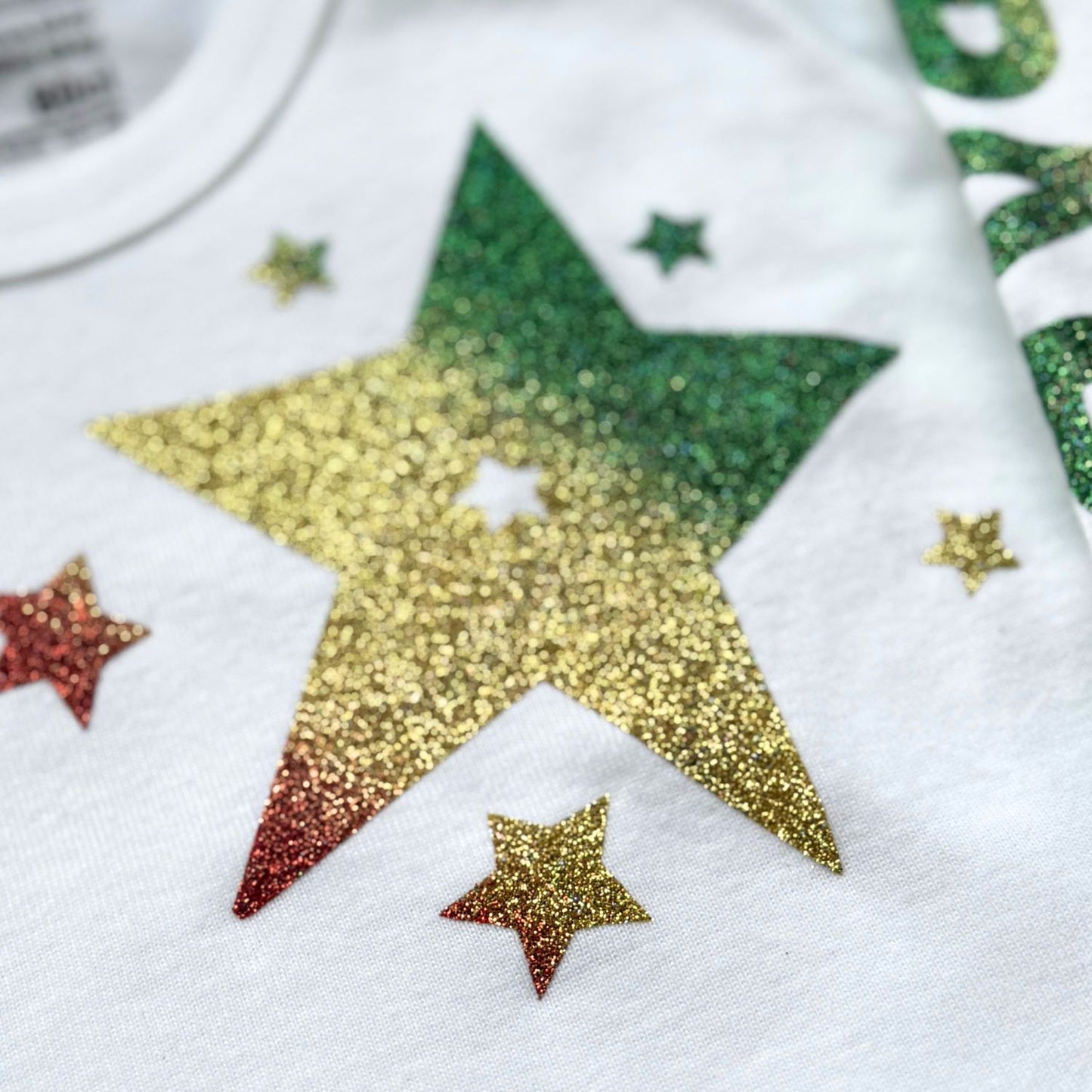 Longsleeve Shirt weiß mit Glitzer-Aufdruck