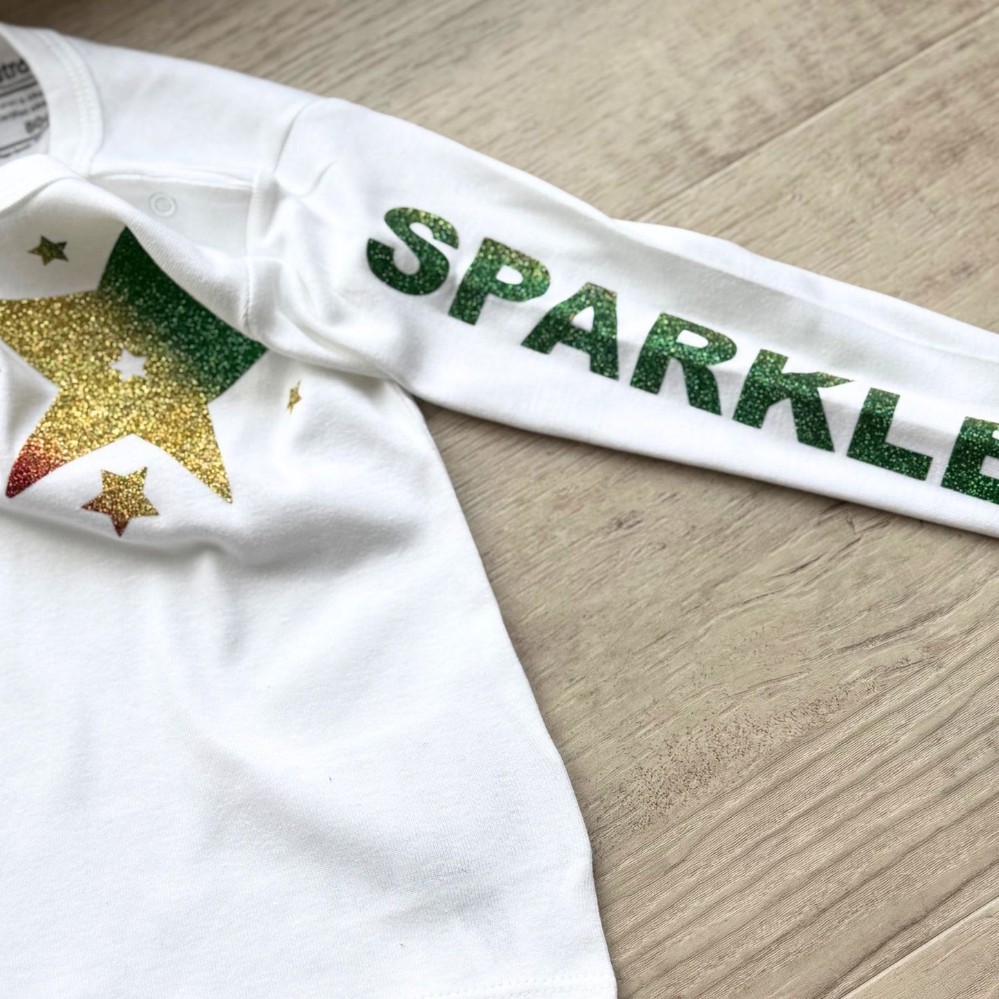 Longsleeve Shirt weiß mit Glitzer-Aufdruck