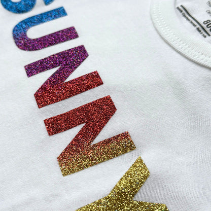 Longsleeve Shirt weiß mit Glitzer-Aufdruck