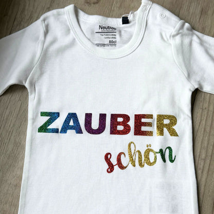 Longsleeve Shirt weiß mit Glitzer-Aufdruck