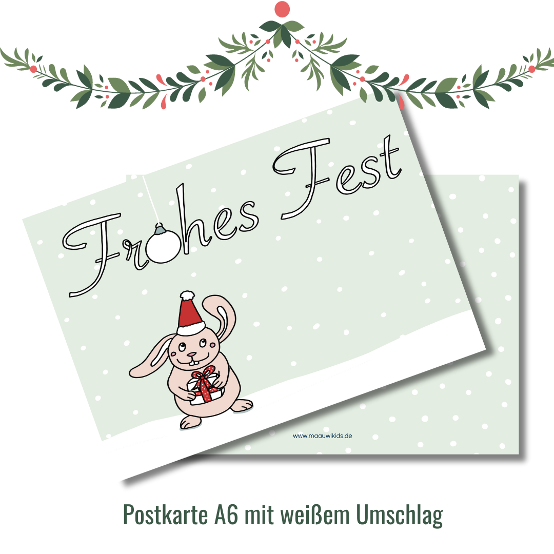 Weihnachtskarte Schneehase