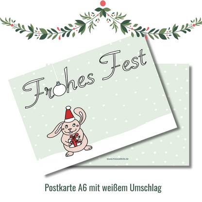 Weihnachtskarte Schneehase