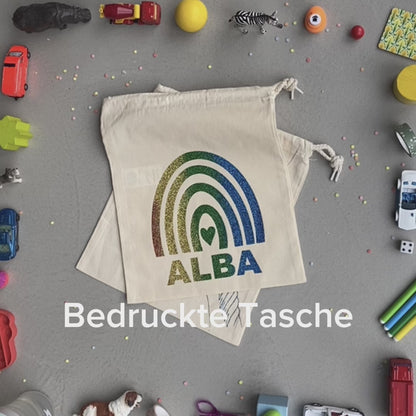 Set Freundschaftsbuch + Tasche "Kunterbunt" personalisiert