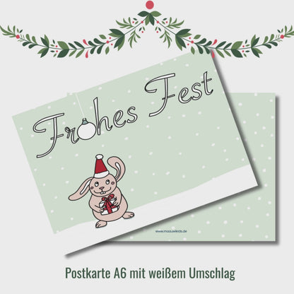 Weihnachtskarte Schneehase